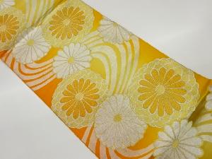 曲線に菊模様織出し袋帯